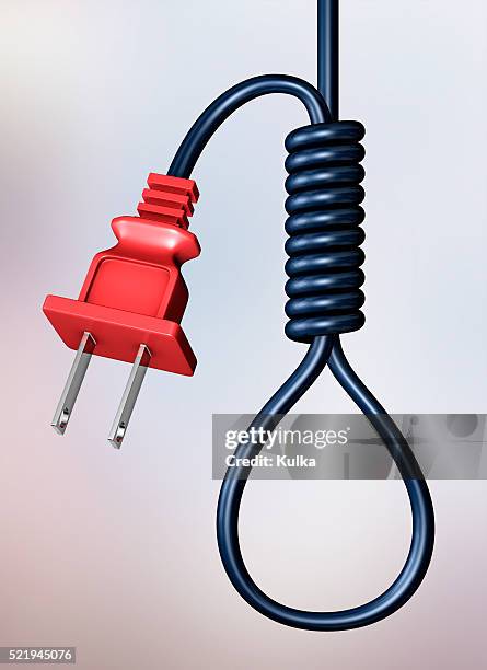 electric cord tied as noose - noeud coulant photos et images de collection