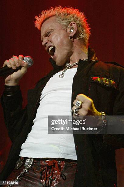 Singer Billy Idol performs onstage at the William Morris Agency Post Grammy Party at Avalon on February 13, 2005 in Hollywood California.