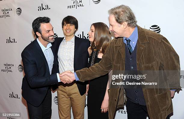 Actor Reid Scott, director Demetri Martin, actress Gillian Jacobs and Kevin Kline attend 'Dean' Premiere - 2016 Tribeca Film Festival at SVA Theatre...