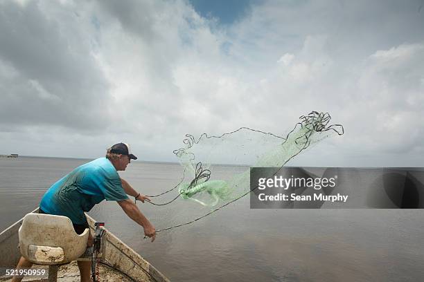 mullet fisherman throwing a cast net - festin stock-fotos und bilder