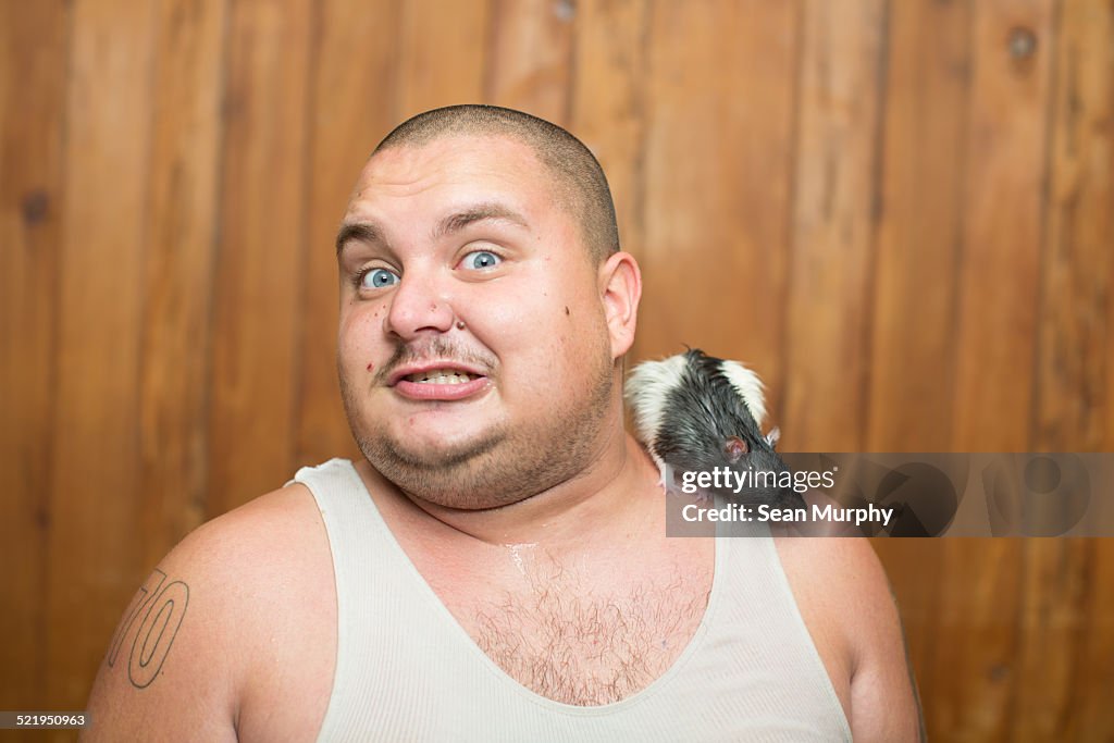 Man with pet rat