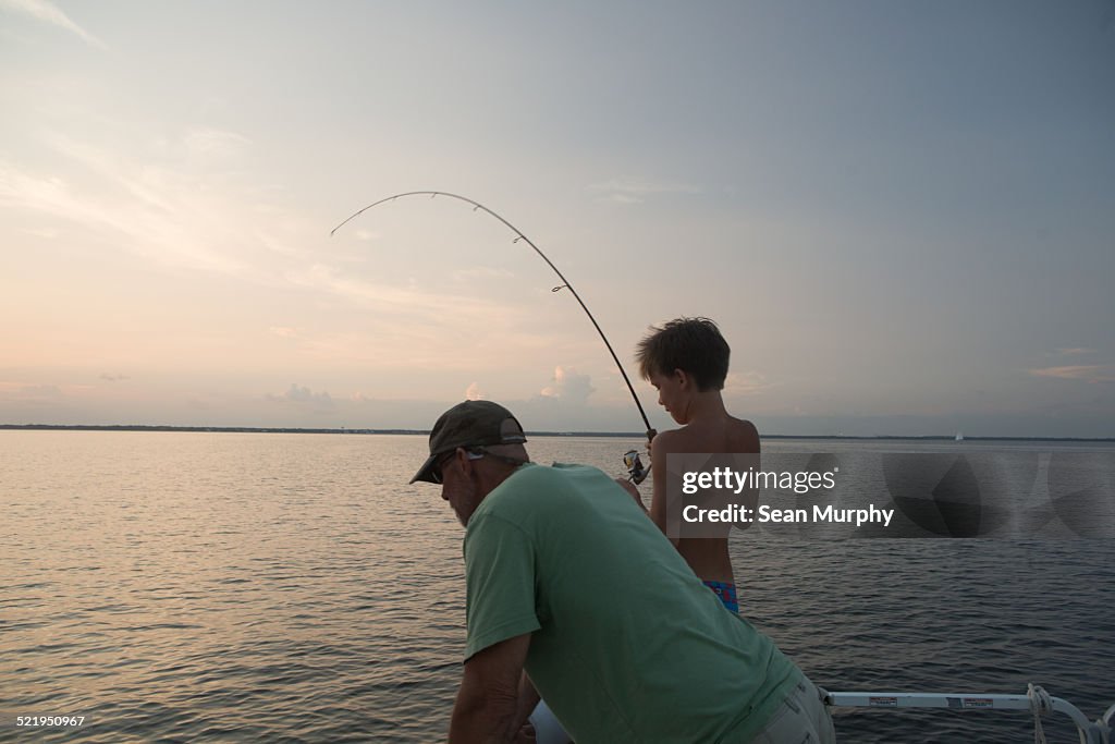 Man and Boy fishing