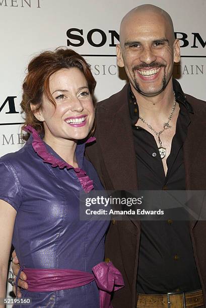 Musician Dave Kushner and his wife Christine arrive at the Sony BMG Music Entertainment Grammy Party on February 13, 2005 at the Hollywood Roosevelt...
