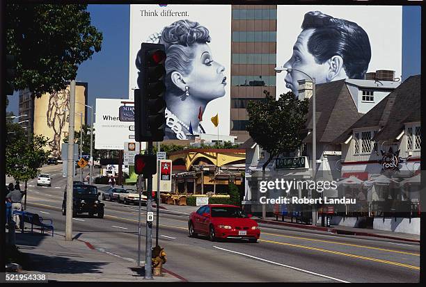 billboards and buildings along sunset boulevard - sunset-boulevard-los-angeles stock pictures, royalty-free photos & images