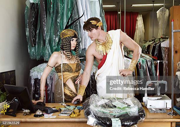 bc man and woman facing each other - cleopatra stock pictures, royalty-free photos & images