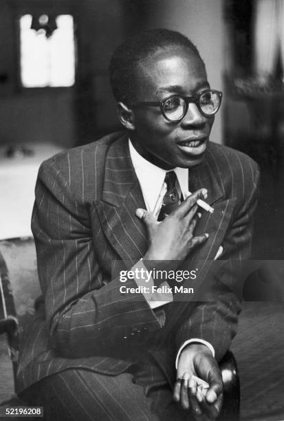 Leopold Sedar Senghor , the French Senagalese delegate to the Council of Europe Assembly at Strasbourg University, August 1949. Original Publication...