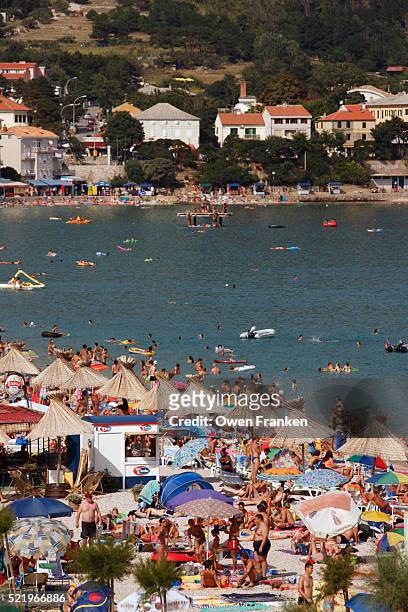 beachgoers at baska - croatia tourist stock pictures, royalty-free photos & images