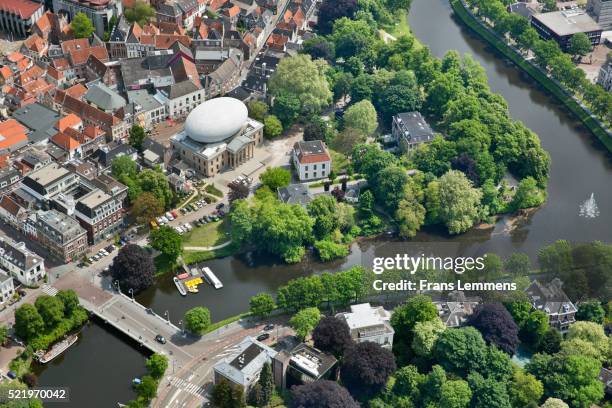 netherlands, zwolle, city center with museum de fundatie. aerial - zwolle stock pictures, royalty-free photos & images