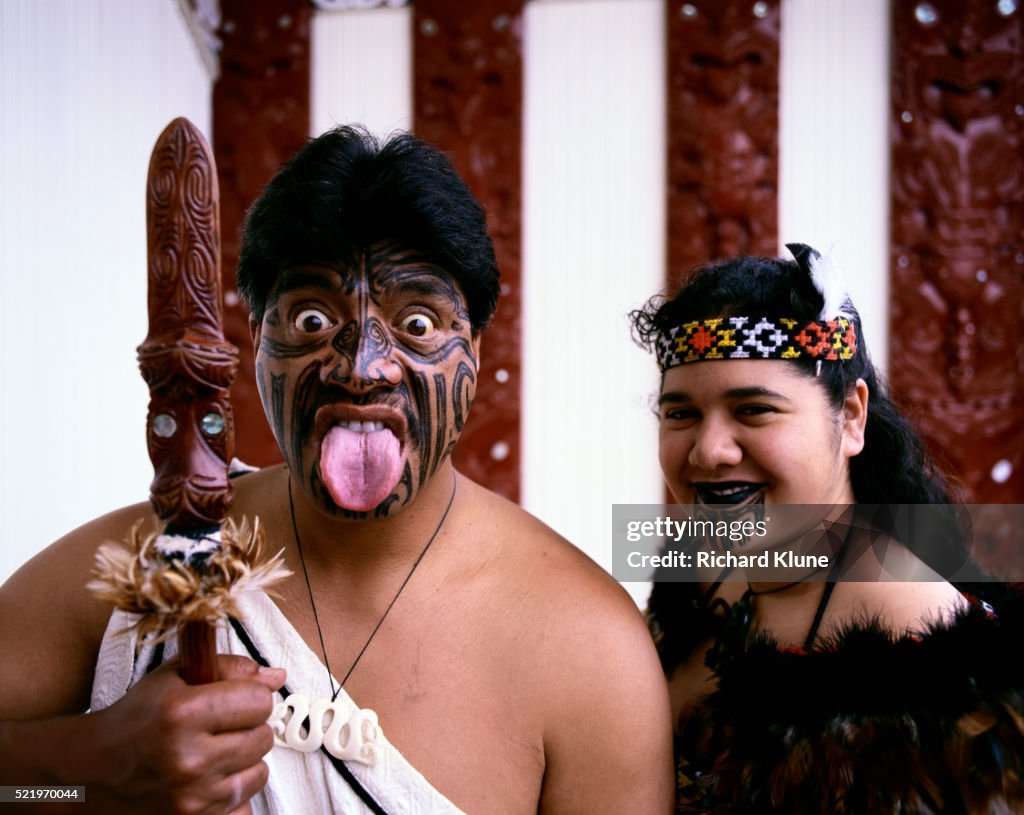 Maoris with Tattooed Faces