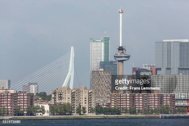 netherlands, rotterdam, skyline with euromast - rotterdam skyline stock pictures, royalty-free photos & images