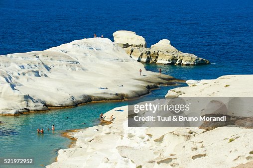 View of Sarakiniko beach, Milos, Cyclades, Greece View of Sarakiniko beach, Milos, Cyclades, Greece