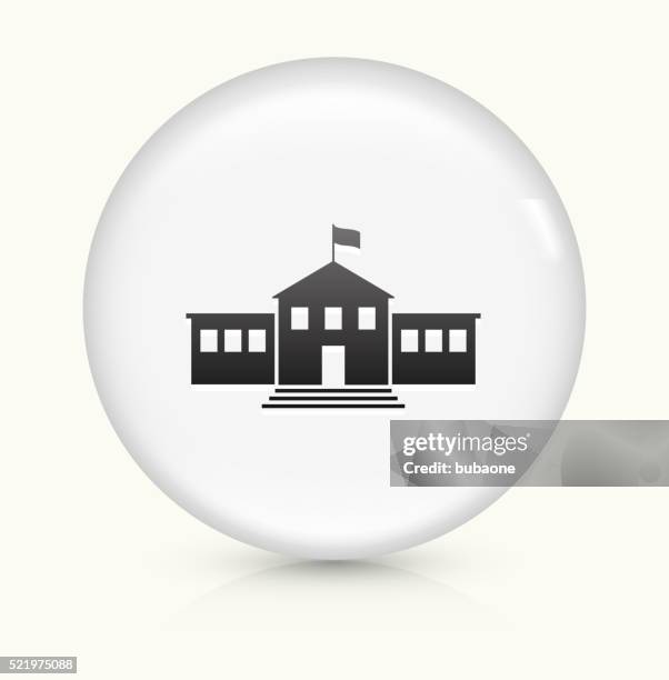 school building icon on white round vector button - junior high stock illustrations