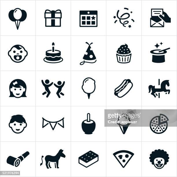 kinder- geburtstag party-symbole - party icon stock-grafiken, -clipart, -cartoons und -symbole