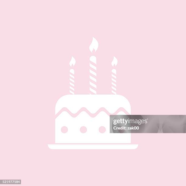 birthday cake icon - pink birthday cake icon stock illustrations