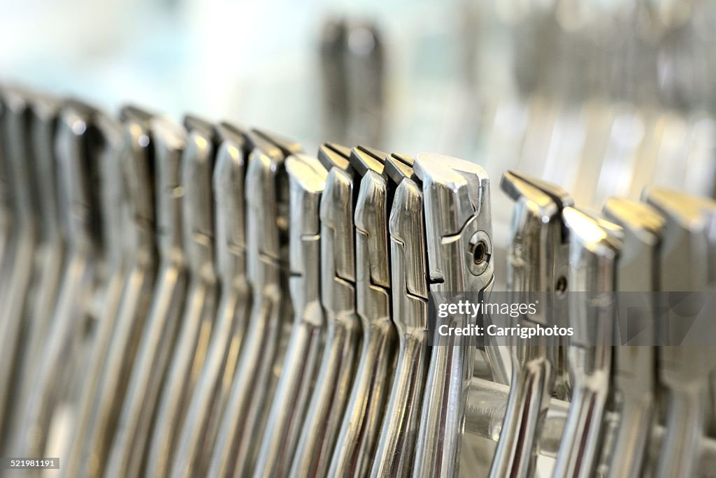 Row of dental pliers