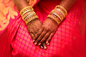 beautifully decorated Indian bride hands.