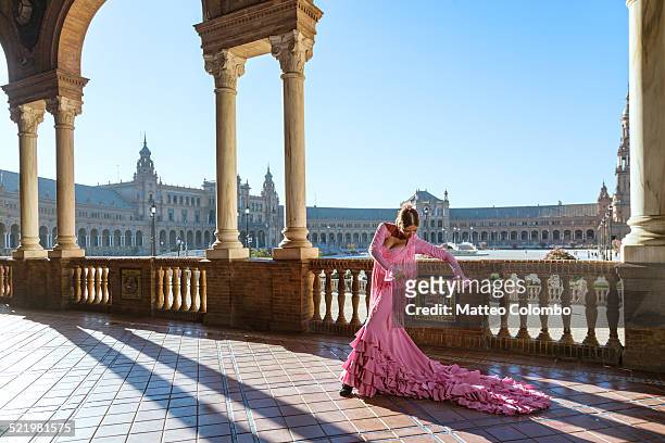 flamenco dancer performing outdoors in spain - seville dancing stock pictures, royalty-free photos & images