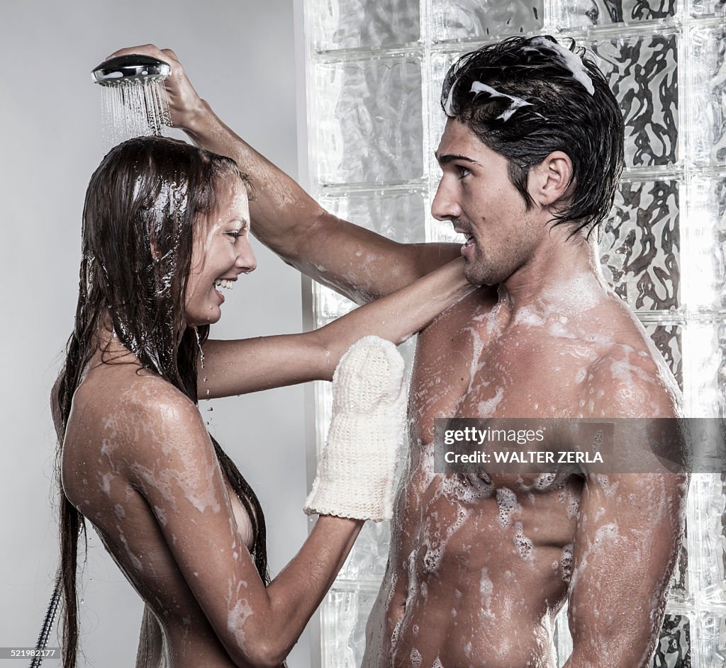 Couple taking shower together