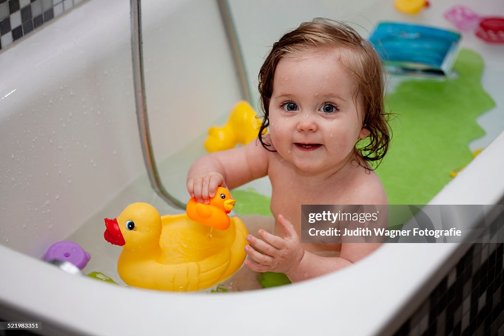 Young girl in bath