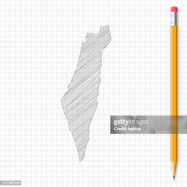 israel map sketch with pencil on grid paper - jerusalem stock illustrations