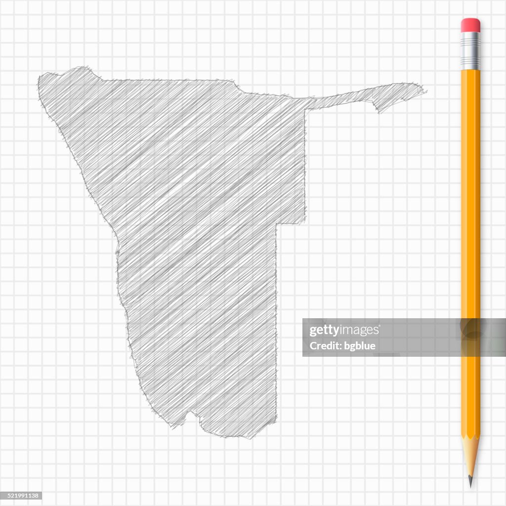 Namibia Map Using The Hand Namibia Map Sketch With Pencil On Grid Paper High-Res Vector Graphic ...