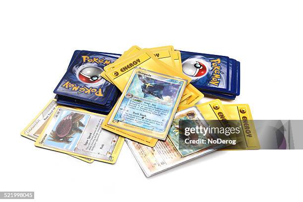 assortment of pokemon trading cards - trading card stock pictures, royalty-free photos & images