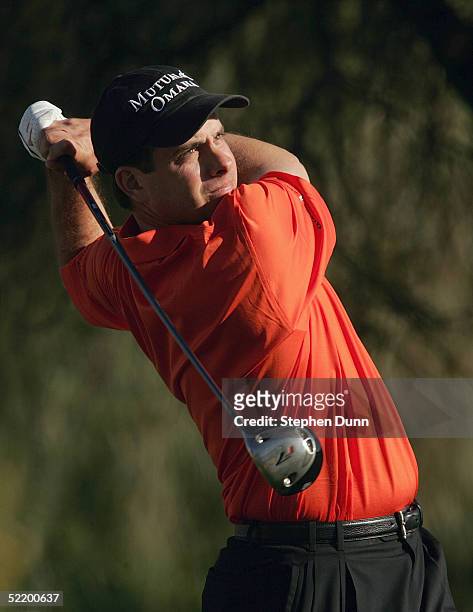 Matt Gogel hits a shot during the third round of the FBR Open on February 5, 2005 at the Tournament Players Club of Scottsdale in Scottsdale, Arizona.