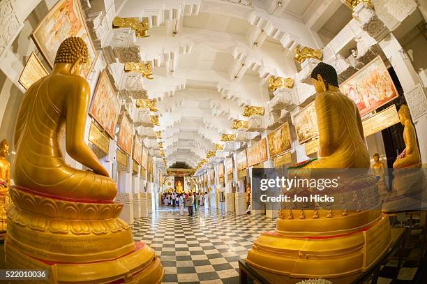 seated buddhas inside temple - dalada maligawa stock pictures, royalty-free photos & images