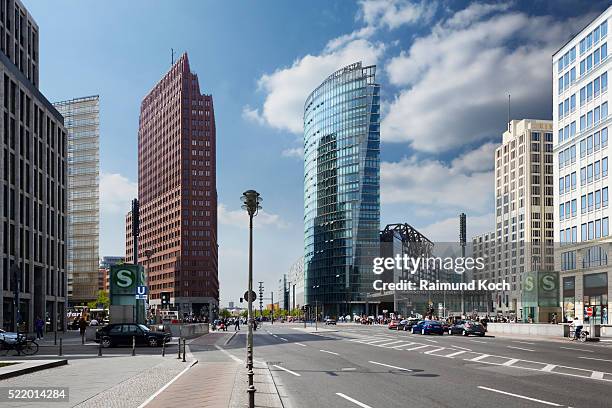 germany, berlin, street level view of potsdamer platz - berlin city stockfoto's en -beelden