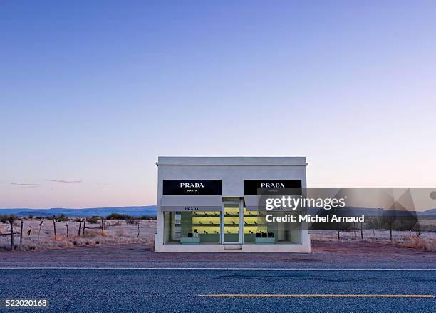 art installation of prada store - marfa bildbanksfoton och bilder