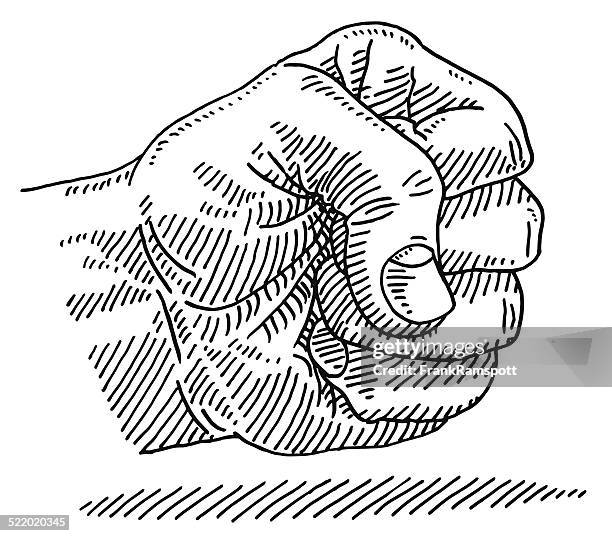 ilustraciones, imágenes clip art, dibujos animados e iconos de stock de puño agresividad de la mano con el dibujo - violencia