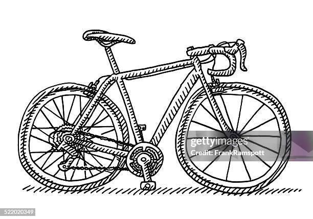 stockillustraties, clipart, cartoons en iconen met racing bicycle side view drawing - trapper