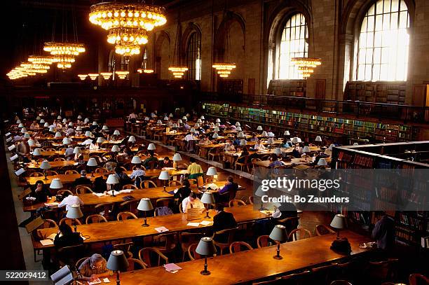 reading room at new york public library - bo zaunders stock pictures, royalty-free photos & images