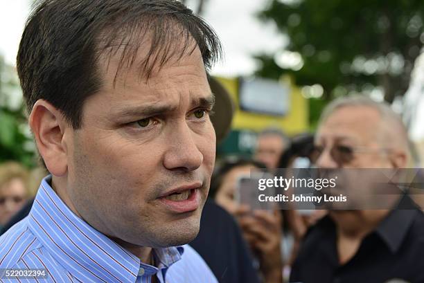 Former presidential candidates and U.S. Senator Marco Rubio attends and speak at the Bay of Pigs invasion 55th anniversary honoring veterans at the...