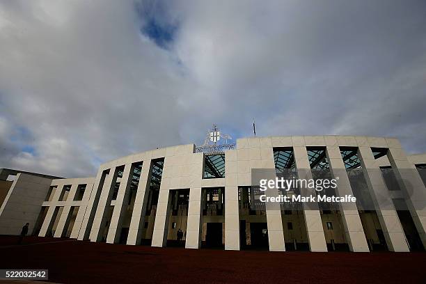 General view of Parliament House on April 18, 2016 in Canberra, Australia. Parliament has resumed early to debate the Government's Australian...