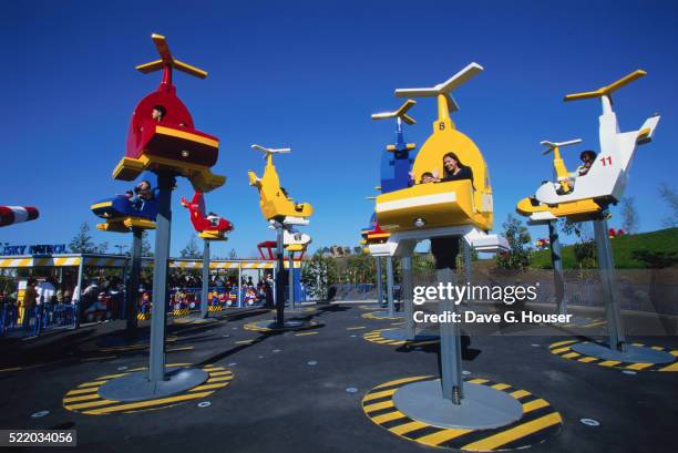 rides and attractions made of legos at legoland theme park - legoland imagens e fotografias de stock