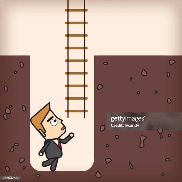 escape from trap - rope ladder vector stock illustrations
