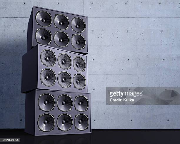 stack of loudspeakers - akustik stock-fotos und bilder