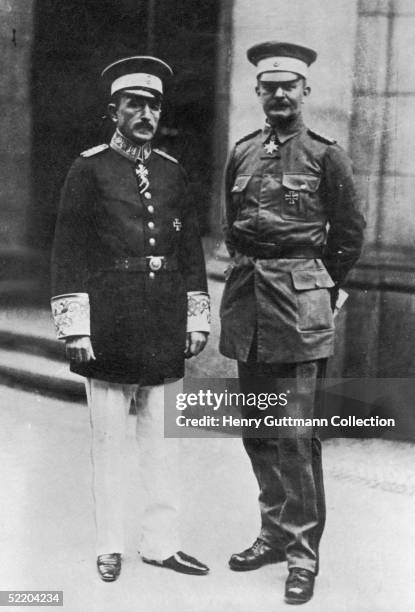Dr. Heinrich Albert Schnee with Oberstleutnant Paul von Lettow-Vorbeck, in Berlin 1919. The pair were responsible for the political and military...