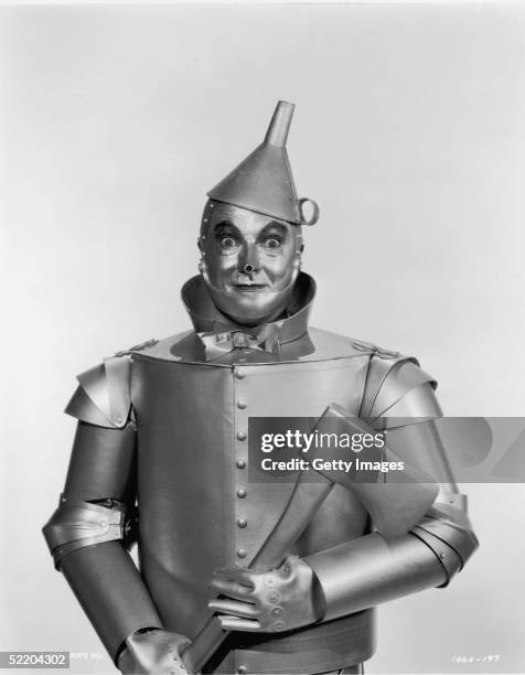 American actor Jack Haley as the Tin Man in Victor Fleming's 1939 film 'The Wizard of Oz'. The Tin Man wanted to see the Wizard so he could have a...