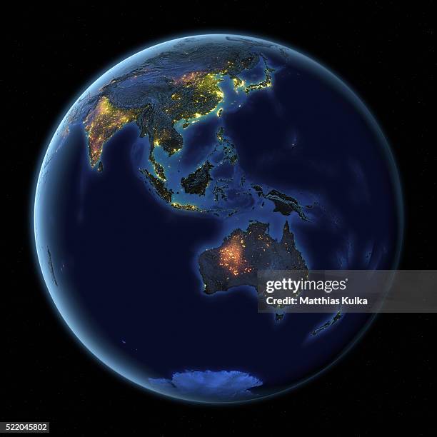 earth at night australia - australia australasia foto e immagini stock