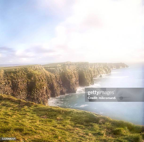 cliffs of moher sunset time - costal surface human lung stock pictures, royalty-free photos & images