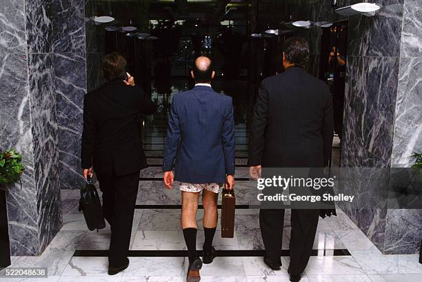 businessman without his pants - boxer vintage stockfoto's en -beelden