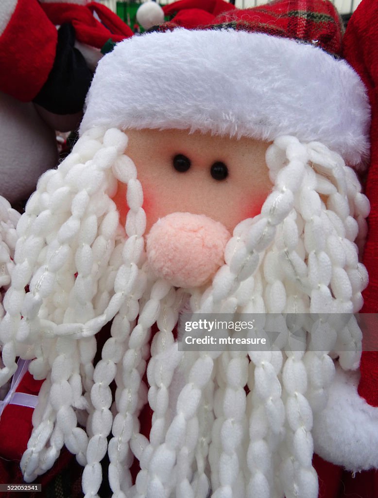 Cuddly toy cartoon Santa Claus / Father Christmas, dreadlocks white-beard, winter-display