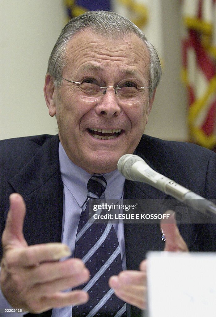 Secdef Rumsfeld US Defense Secretary Donald Rumsfeld testifies about the Department ...
