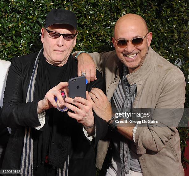 Musician Rick Nielsen of Cheap Trick and John Varvatos arrive at the 13th Annual Stuart House Benefit at John Varvatos on April 17, 2016 in Los...