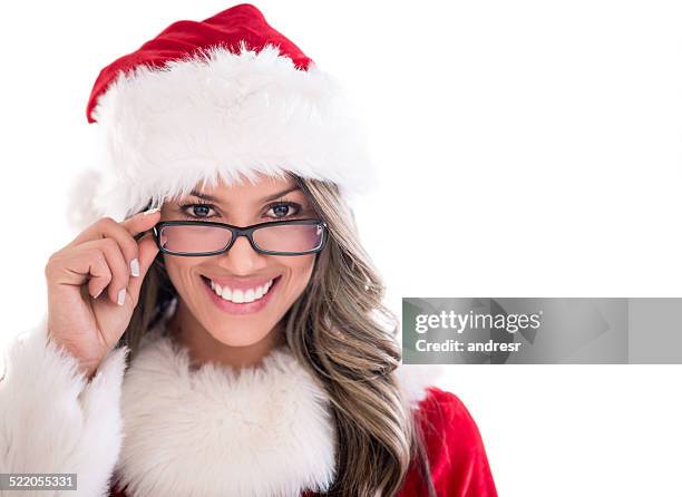 beautiful female santa - mrs claus stock pictures, royalty-free photos & images