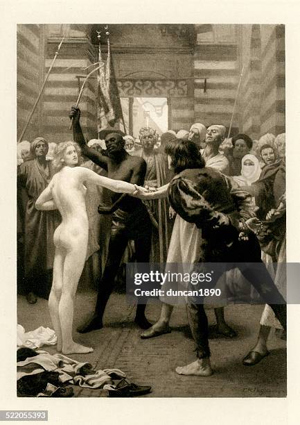 the novellino of masuccio - white slavery susanna a captive - pirate painting stock illustrations