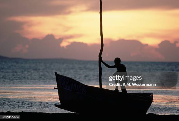 fisherman on lake turkana - turkanameer stockfoto's en -beelden