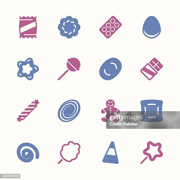 candy icons set 3 - color series - candy chocolate gum stock illustrations